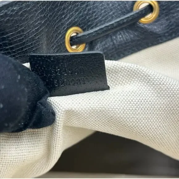 Women's Gucci OPHIDIA blue velvet bucket bag with leather trim, and web stripe - Picture 11 of 16